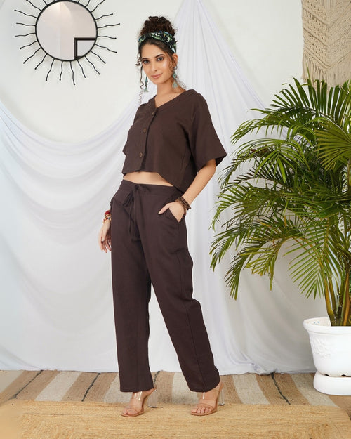 Selesta mocha brown cotton co-ord set