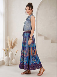 Midnight tide bohemian skirt