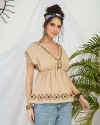 Aveline sandstone boho cotton top