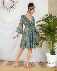 Adelise ocean mist paisley mini dress