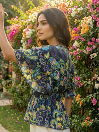 Ylena midnight bloom peplum top