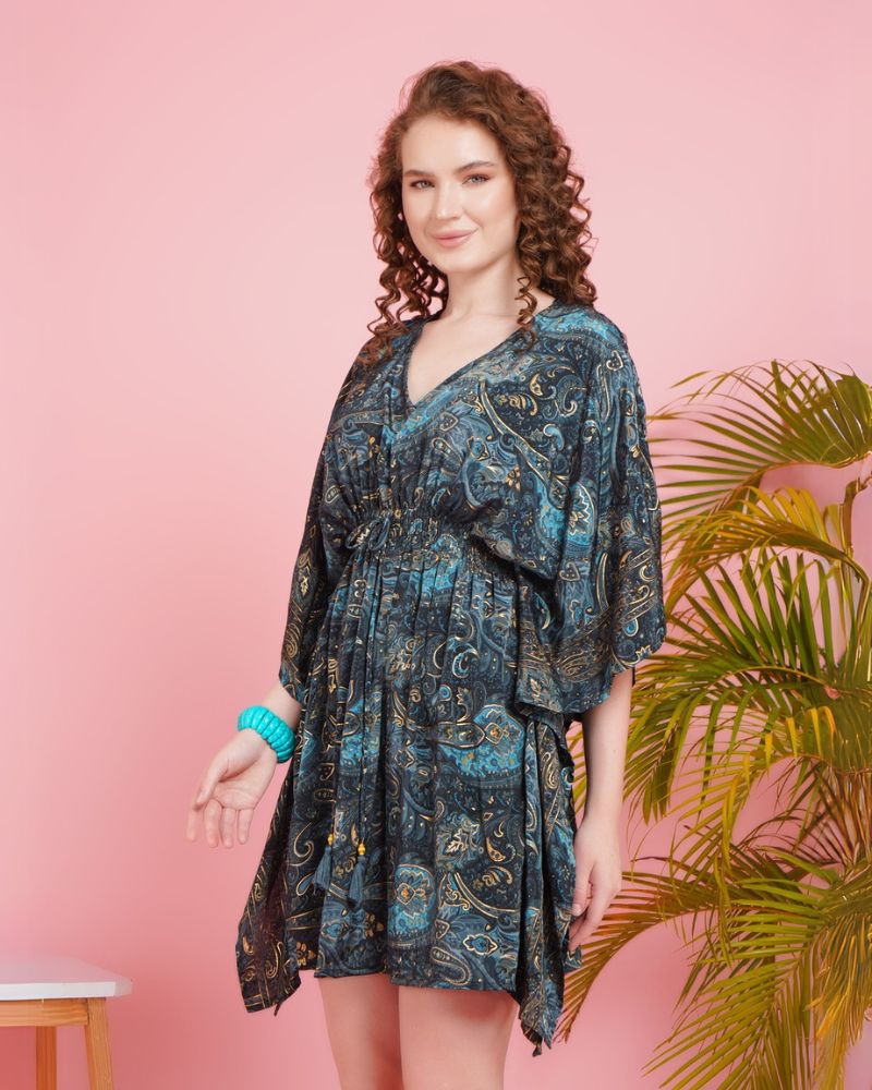 Pixie gold dusk kaftan mini dress