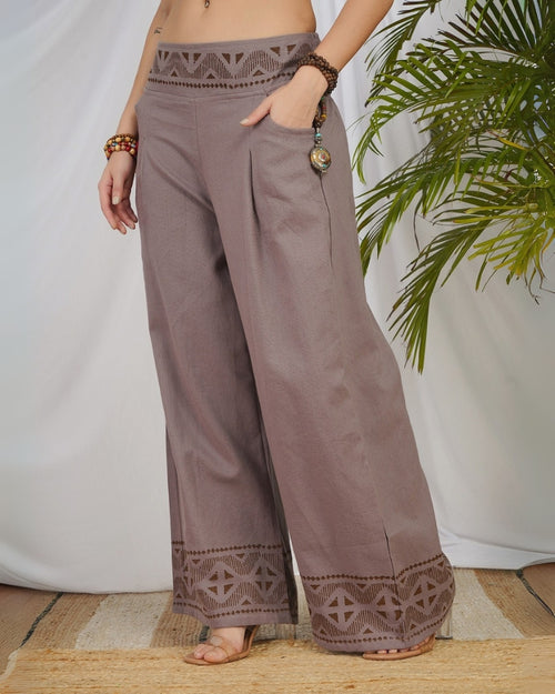 Mauve horizon wide leg cotton trouser