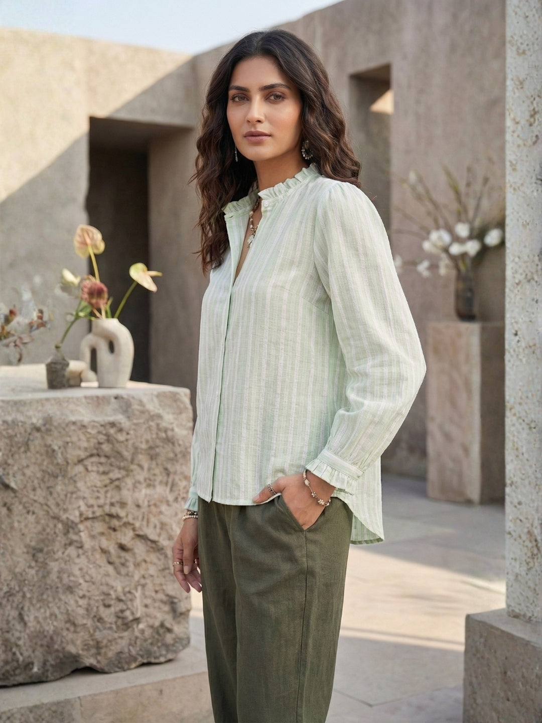 Cireya mint veil cotton shirt