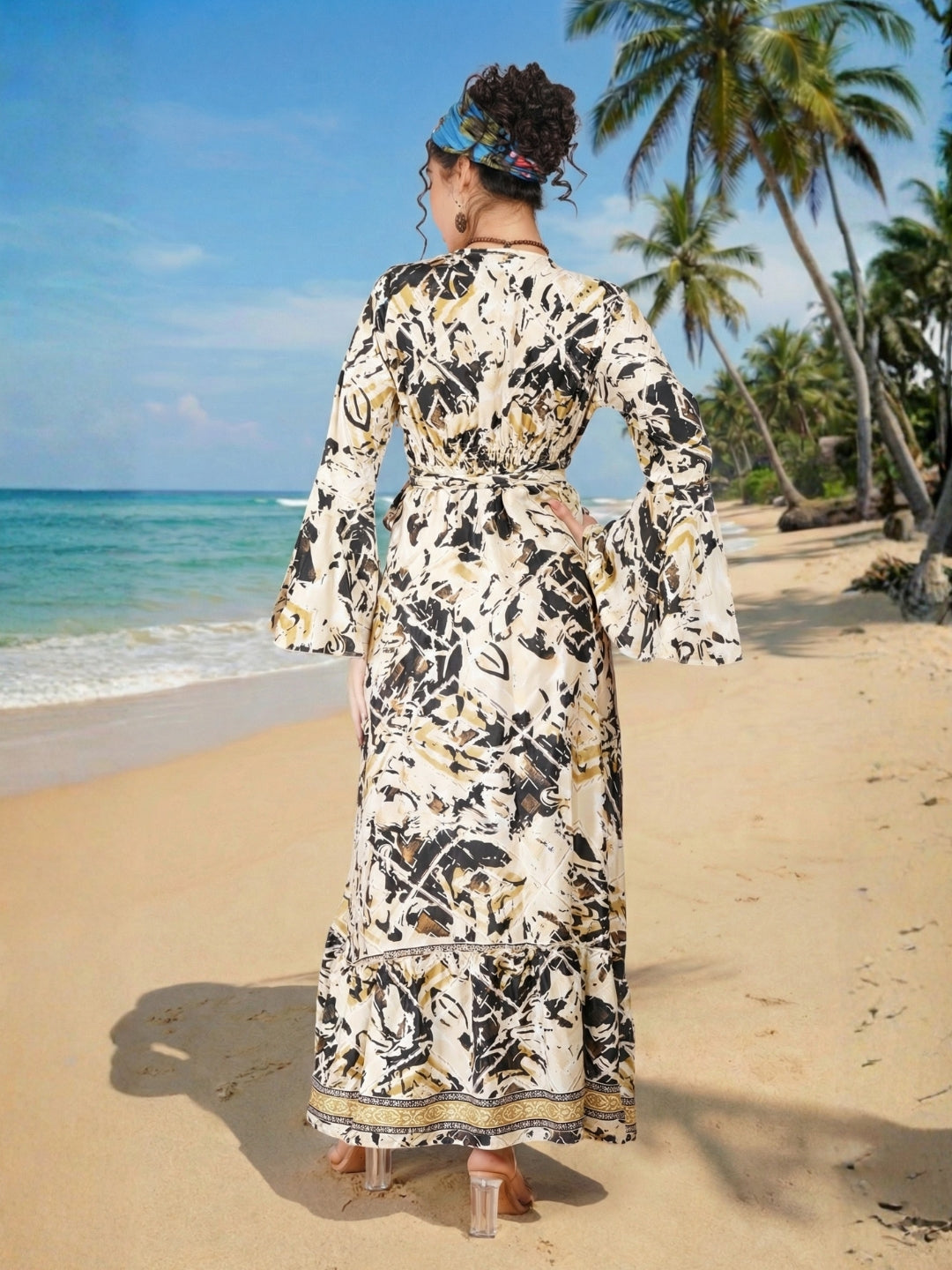 Elowen golden mist wrap dress