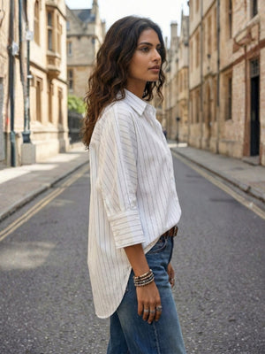 Ismerie pearl stripe boho formal shirt