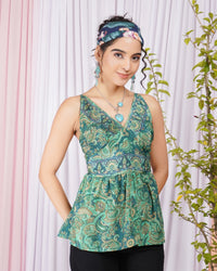 Marisela emerald garden spaghetti top