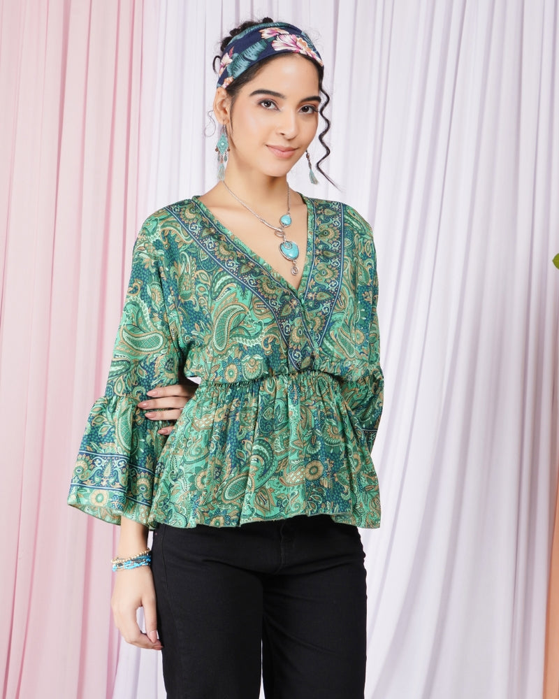 Aurelia mint whisper peplum top