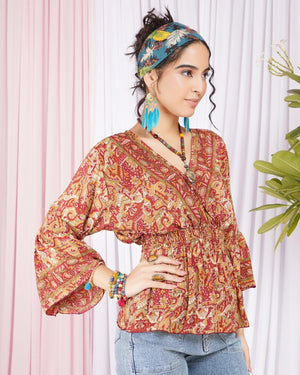 Marchelle ember bloom peplum top