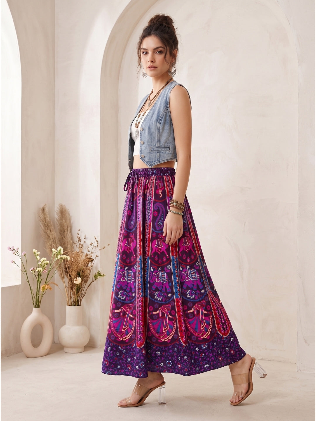 Twilight bloom boho maxi skirt