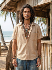 Arlo sandstone organic cotton shirt