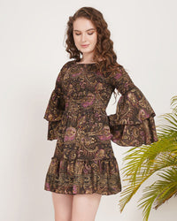 Twilight plum ruffle sleeve mini dress