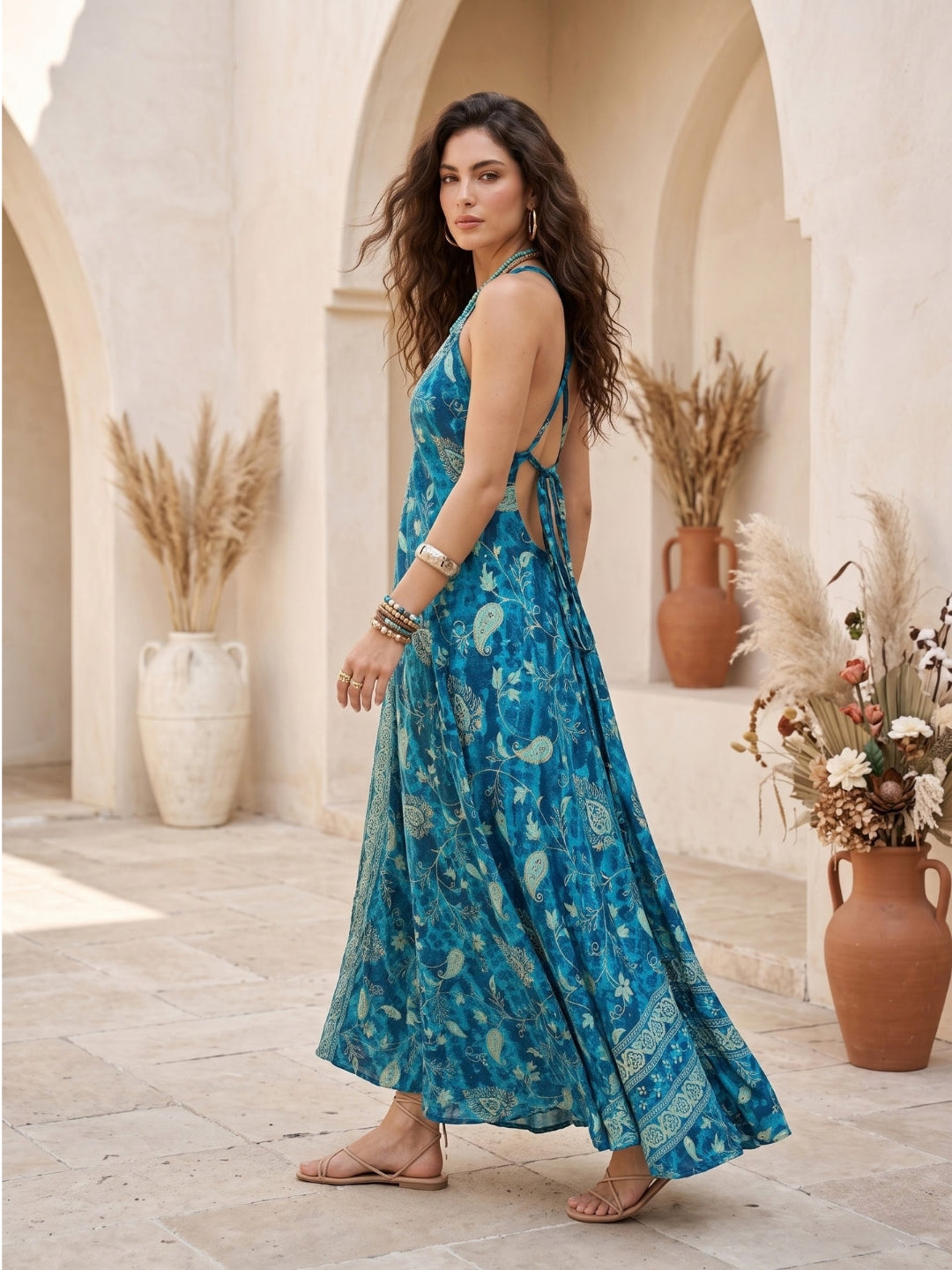 Zinnia blue lagoon boho maxi dress