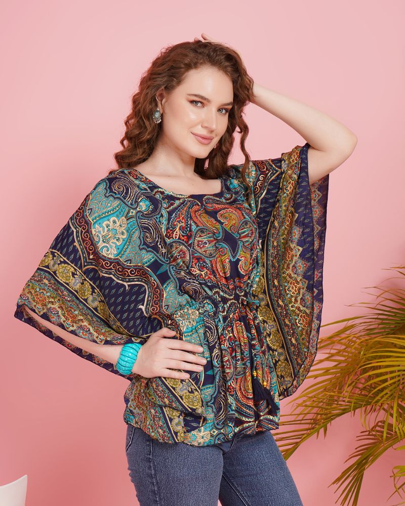 Navy nomad kaftan top
