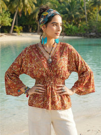 Marchelle ember bloom peplum top