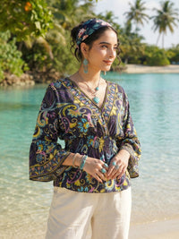 Fiora twilight paisley peplum top