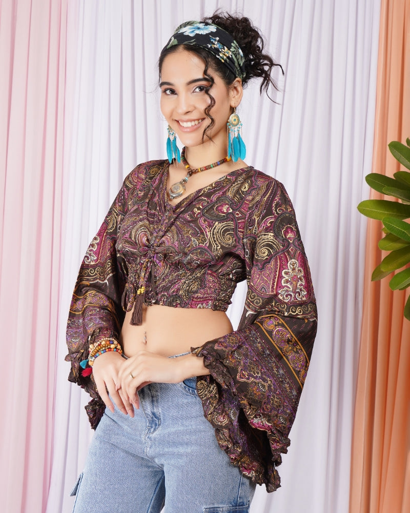 Clarisse cocoa-wine ruche top