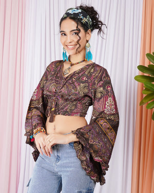 Clarisse cocoa-wine ruche top