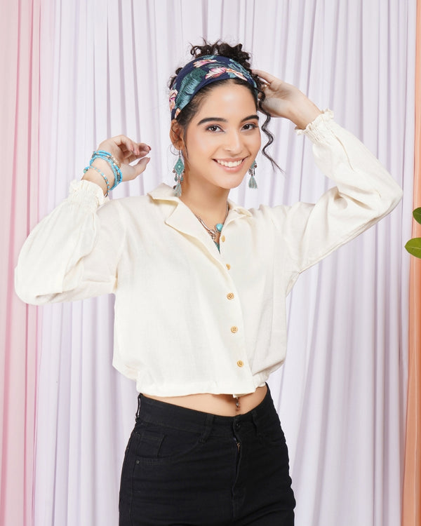 Vayla soft-pearl drawstring cotton top