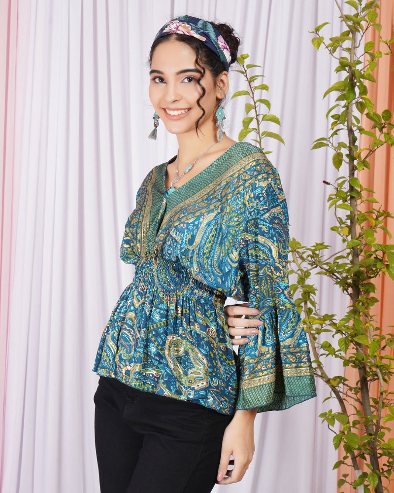 Mariel ocean muse peplum top