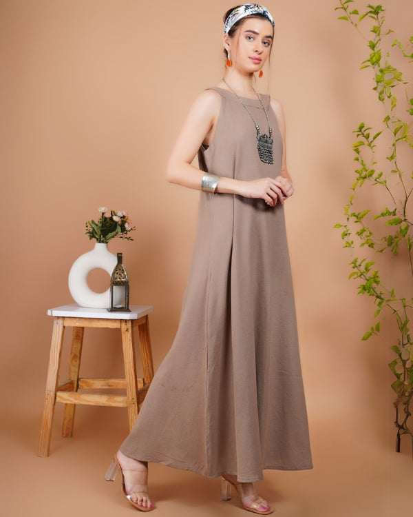 Nomadic beige khadi maxi dress