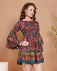 Mira bloom bell sleeve mini dress