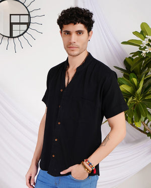 Ryker midnight ember mandarin cotton shirt