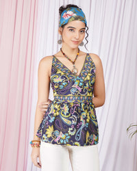 Seraphine midnight paisley spaghetti top