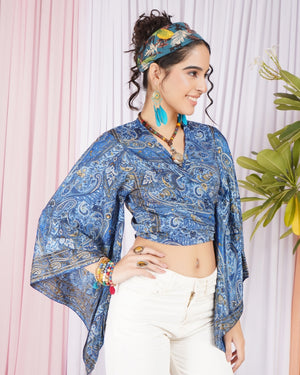 Tahlia sapphire bloom wrap top