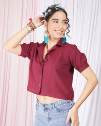 Marcelline wild-berry cotton top