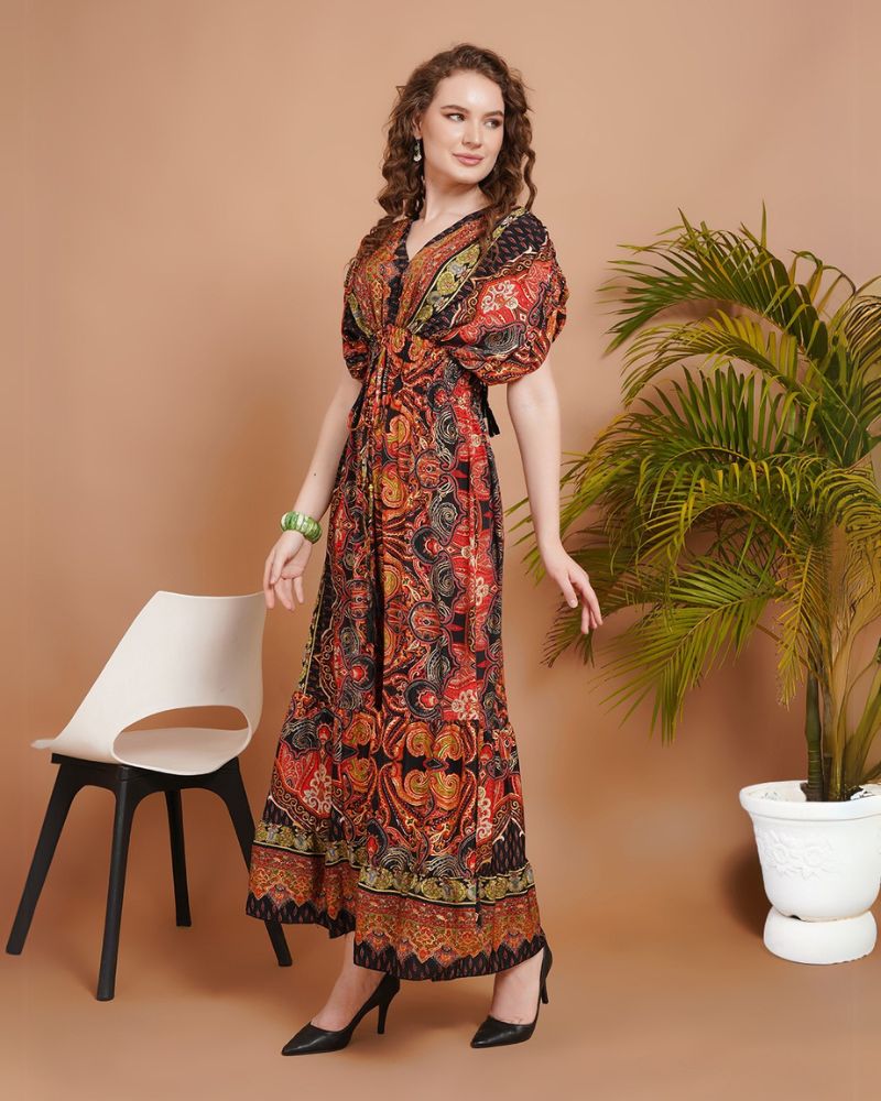 Zelina sunset spice boho maxi dress