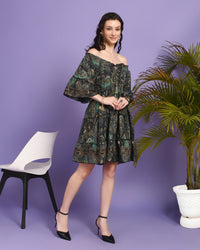 Zoya forest muse off-shoulder mini dress