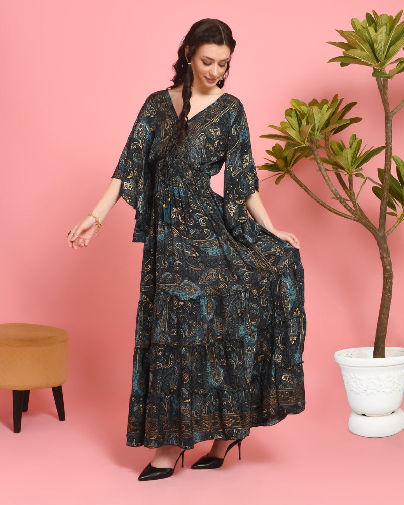 Rhea midnight garden maxi dress