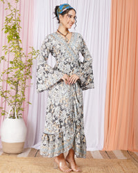 Linaya mist grey wrap maxi dress