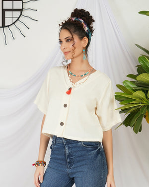 Odette pearl bohemian crop top