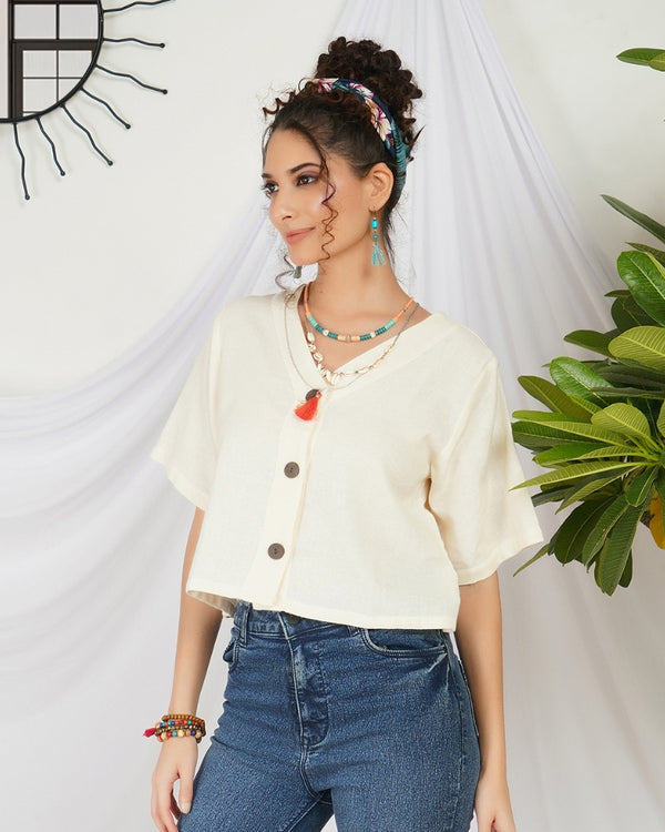 Odette pearl bohemian crop top