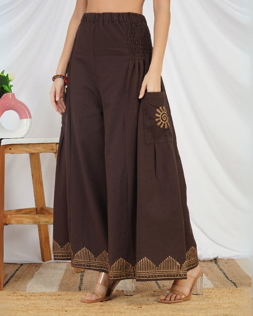 Espresso sunflare cotton palazzo pants