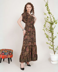 Elaris mocha plum maxi dress