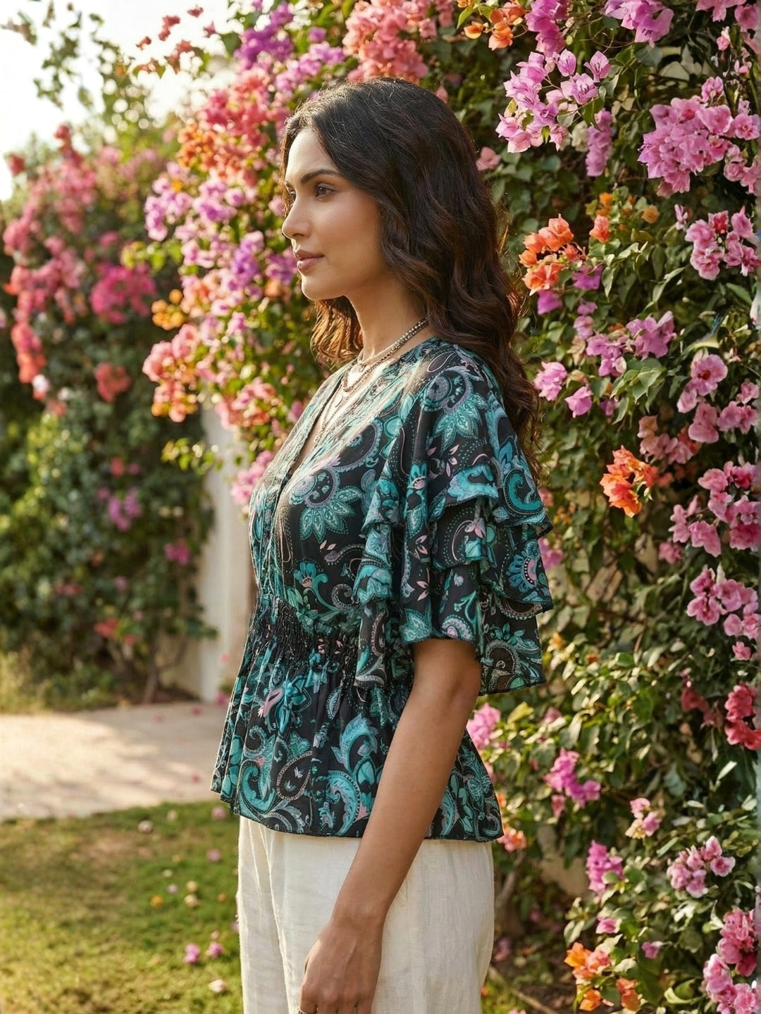 Ivara twilight paisley peplum top