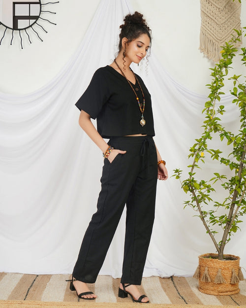 Evadne raven black cotton co-ord set
