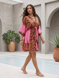 Rosalie cocoa pop boho mini dress