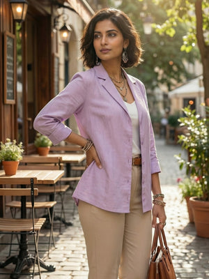 Lunara lavender mist lapel collar shirt
