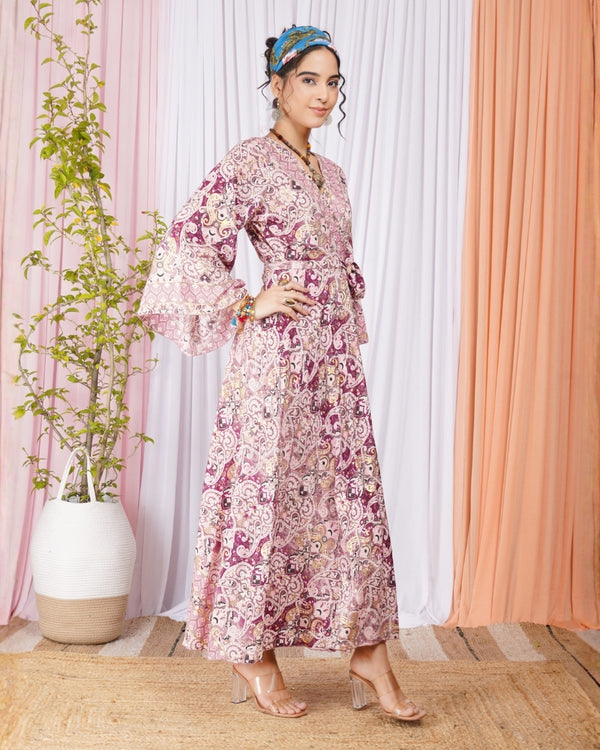 pink floral wrap maxi dress CUPSHE Women's Pink Floral Wrap Sleeveless Tie Waist Adjustable Maxi Dress