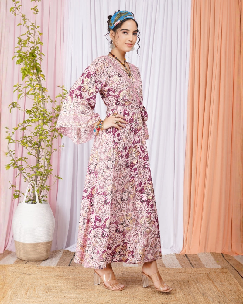 Selene rosevine wrap maxi dress