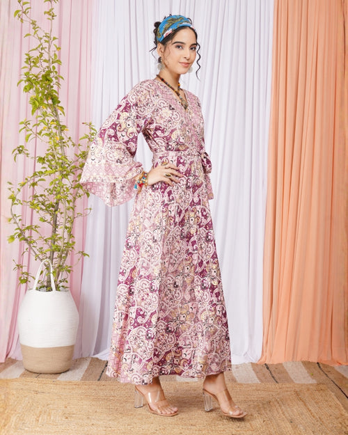 Selene rosevine wrap maxi dress