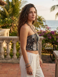 Cosette midnight mosaic smocked tube top