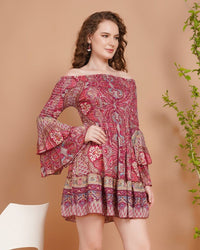 Rosette reverie smocked mini dress
