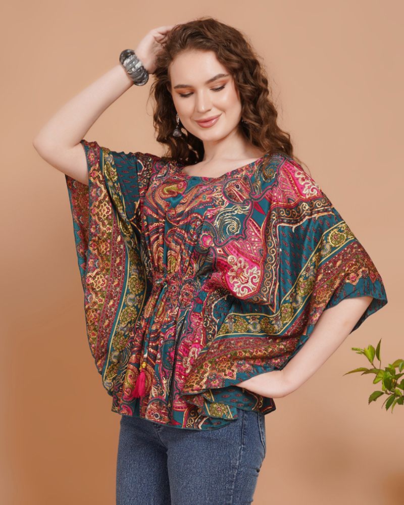 Paisley pop fusion kaftan top
