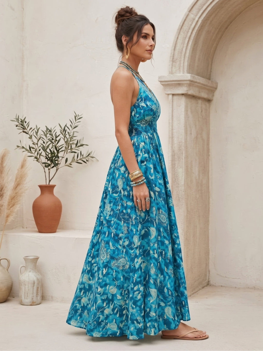 Calista blue bohemian maxi dress