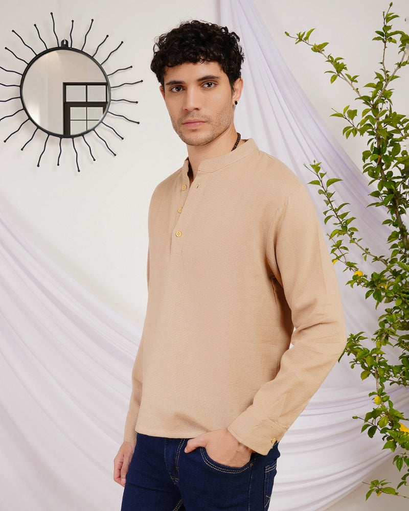 Maddox drift-beige cotton shirt